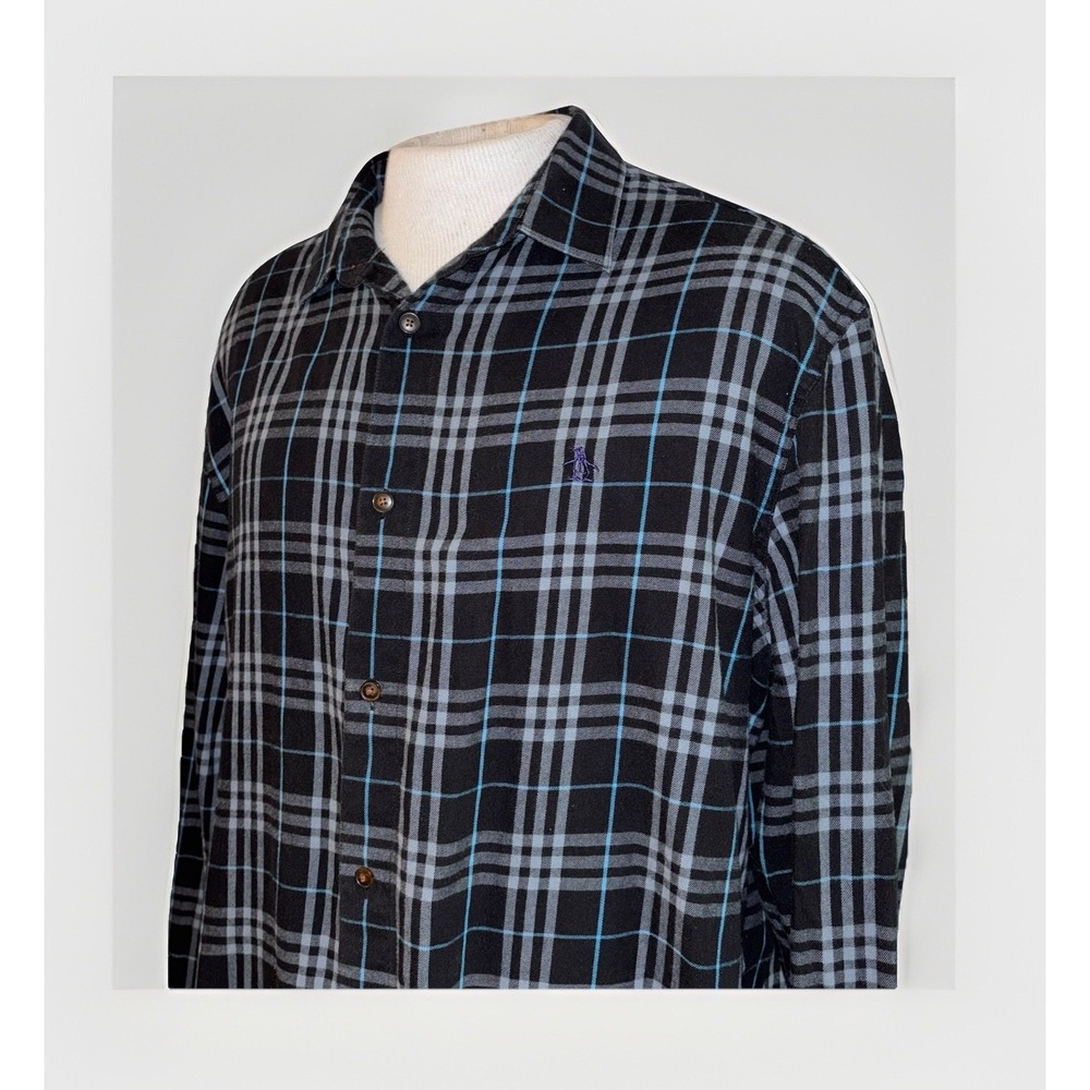 Penguin Munsingwear Men's Flannel Long Sleeve Button Down Classic Fit Size XL